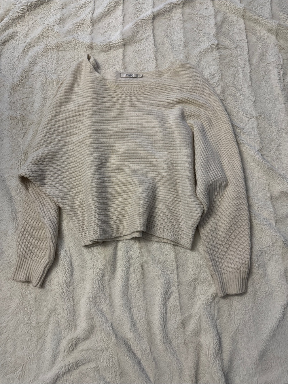 Cozy Cropped Rib Knit Sweater - Cream